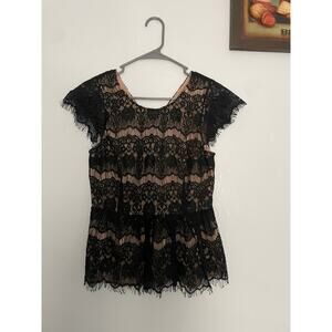 Maeve by Anthropology Small Lace Blouse NWOT Black